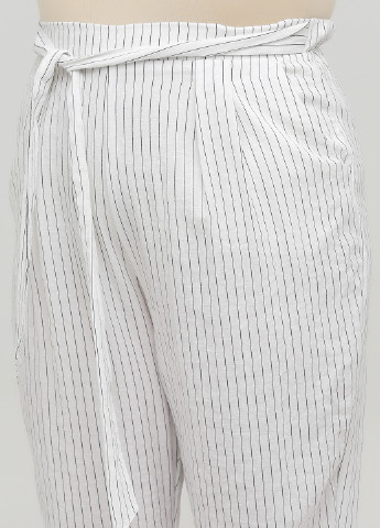 Белые кэжуал демисезонные укороченные, зауженные брюки Monki