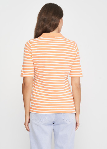 Оранжевая женская футболка-поло Tom Tailor в полоску