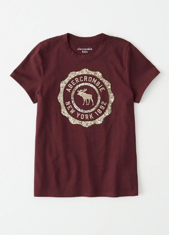 Бордовая летняя футболка с коротким рукавом Abercrombie & Fitch