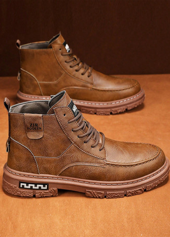 Коричневые кэжуал осенние ботинки SHEIN