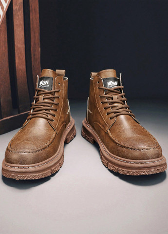 Коричневые кэжуал осенние ботинки SHEIN