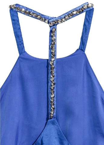 Синя коктейльна сукня а-силует, з відкритою спиною H&M однотонна