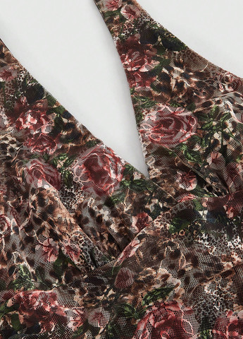 Комбинированное кэжуал платье с открытой спиной SHEIN с цветочным принтом