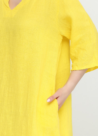 Желтое кэжуал платье Puro Lino однотонное