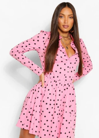 Розовое кэжуал платье Boohoo однотонное