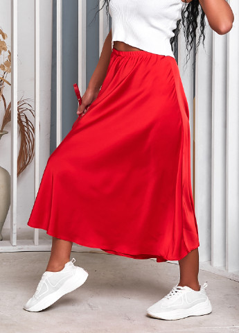 Красная кэжуал однотонная юбка Elfberg а-силуэта (трапеция)