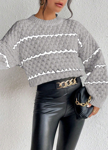 Серый демисезонный свитер джемпер SHEIN