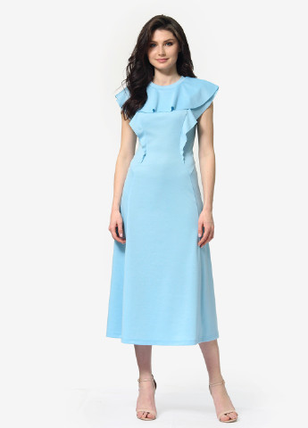 Блакитна кежуал сукня, сукня кльош FEM однотонна