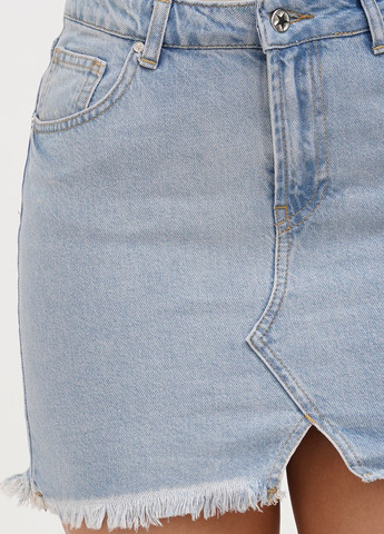 Светло-голубая джинсовая, кэжуал однотонная юбка Sassofono Club