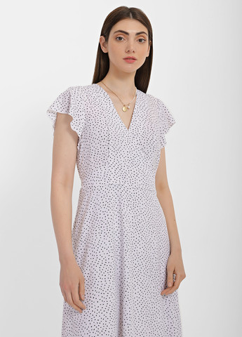 Черно-белое кэжуал платье на запах Braska в горошек