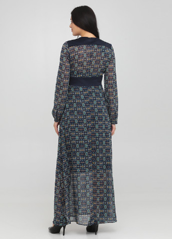 Темно-синее кэжуал платье PDK с абстрактным узором