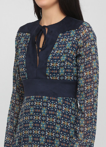 Темно-синее кэжуал платье PDK с абстрактным узором