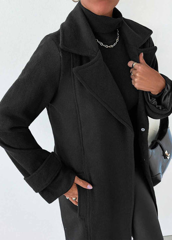 Чорне зимнє Пальто однобортне SHEIN