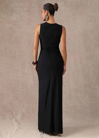 Черное вечернее платье SHEIN однотонное