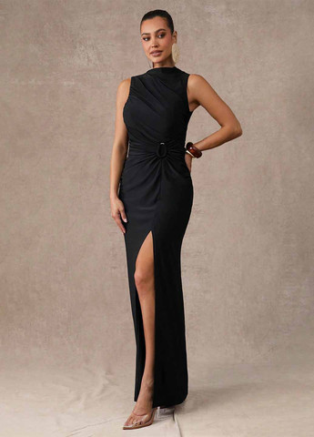 Черное вечернее платье SHEIN однотонное