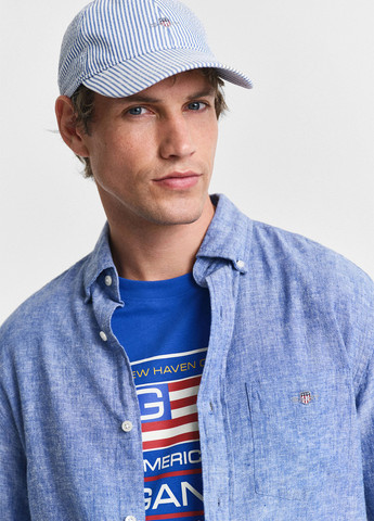 Синяя кэжуал рубашка меланж Gant