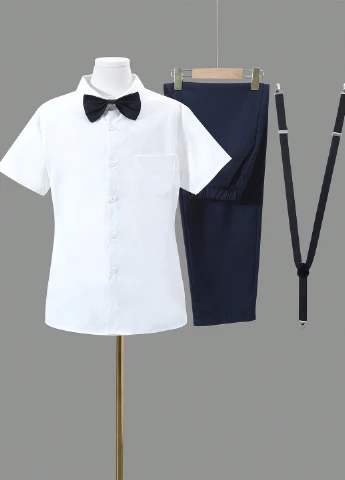 Комбінований літній комплект (сорочка, штани, метелик, підтяжки) SHEIN