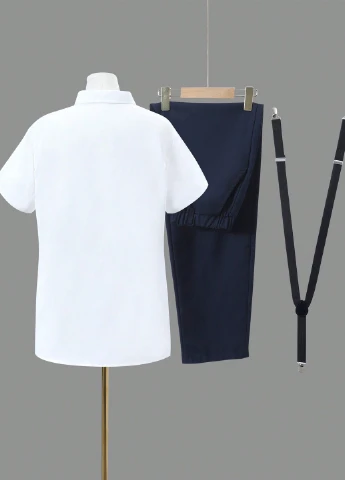 Комбінований літній комплект (сорочка, штани, метелик, підтяжки) SHEIN
