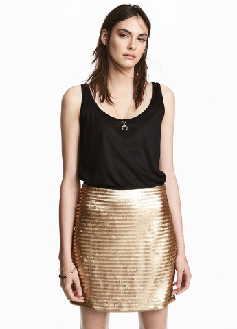 Золотая кэжуал юбка H&M а-силуэта (трапеция)
