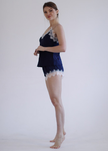 Синяя всесезон комплект (халат + майка + шорты) GorLin