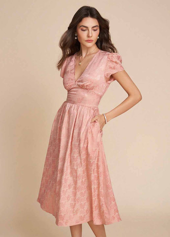 Светло-розовое праздничный, кэжуал платье клеш SHEIN однотонное