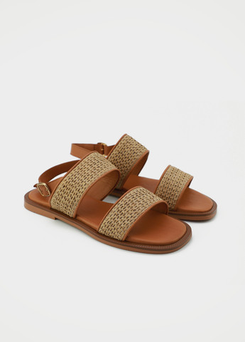 Коричневые босоножки URBAN TRACE с ремешком на плетеной подошве