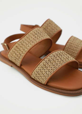 Коричневые босоножки URBAN TRACE с ремешком на плетеной подошве