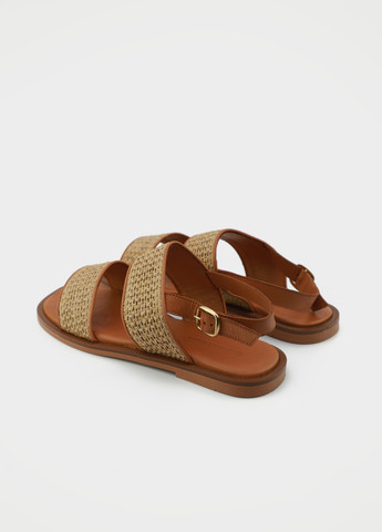 Коричневые босоножки URBAN TRACE с ремешком на плетеной подошве