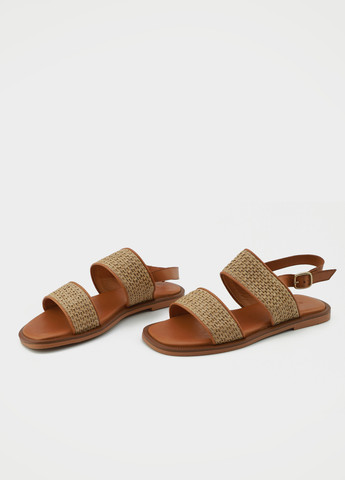 Коричневые босоножки URBAN TRACE с ремешком на плетеной подошве