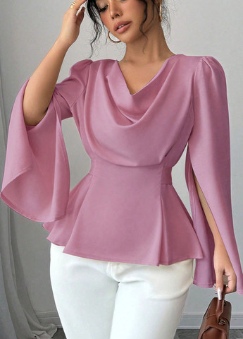 Лиловая блуза с баской SHEIN