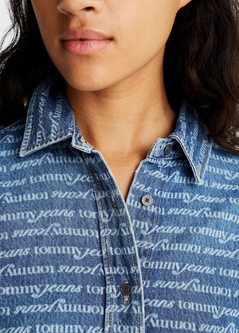 Синя джинсова сукня сукня-сорочка Tommy Jeans з логотипом
