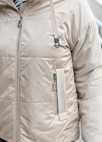 Бежевая женская демисезонная куртка бежевая 50922 Visdeer