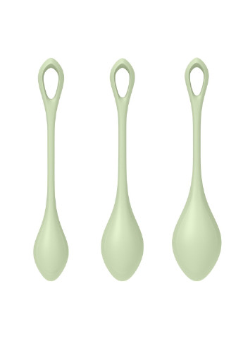 Набор йони бусин Yoni Power 2 Light Green, диаметр 2-2,5-3см, вес 22-44-73гр Satisfyer (254885510)