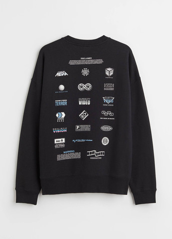 Черный свитшот H&M рисунок без декора (302883390)