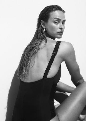 Черный летний купальник слитный, танк H&M