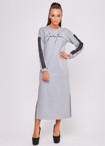 Світло-сіра кежуал сукня ST-Seventeen з написами