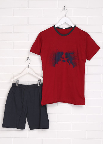 Бордовий демісезонний комплект (футболка, шорти) Adalya