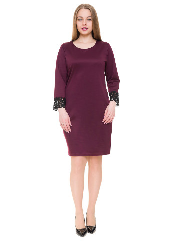 Темно-фиолетовое кэжуал платье с длинным рукавом Mizz однотонное