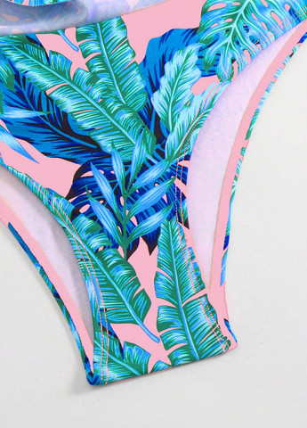 Розовый летний купальник (лиф, трусики) топ, раздельный, танкини SHEIN