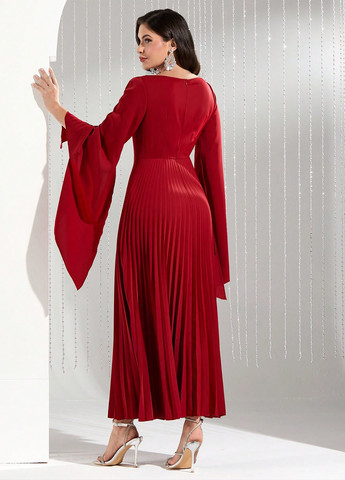 Червона вечірня, святковий сукня SHEIN однотонна