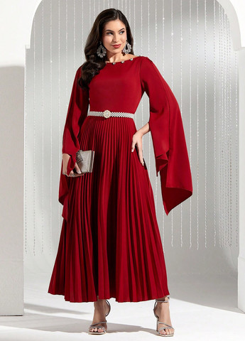 Червона вечірня, святковий сукня SHEIN однотонна