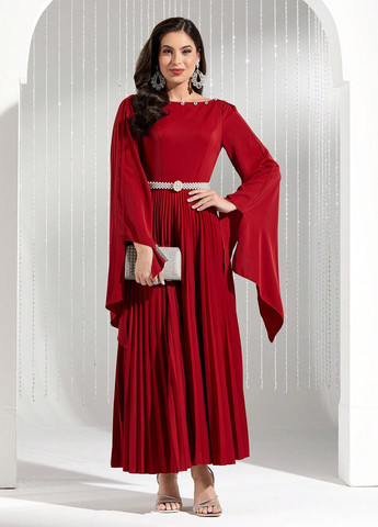 Червона вечірня, святковий сукня SHEIN однотонна