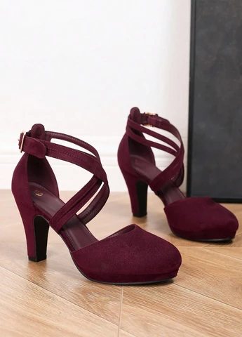 SHEIN Туфлі бордовий з штучна шкіра, китай — демісезон (346914879)