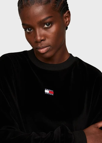 Черное кэжуал, спортивное платье платье-свитшот Tommy Jeans однотонное