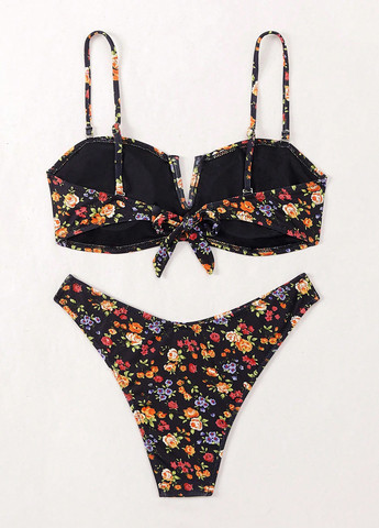 Черный летний купальник (лиф, трусики) бандо, раздельный SHEIN