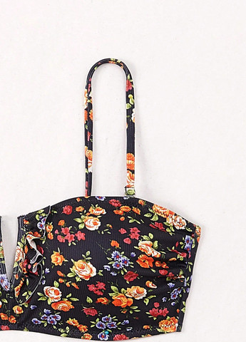 Черный летний купальник (лиф, трусики) бандо, раздельный SHEIN