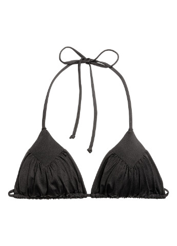 Купальный лиф H&M бикини однотонный чёрный пляжный трикотаж, полиамид