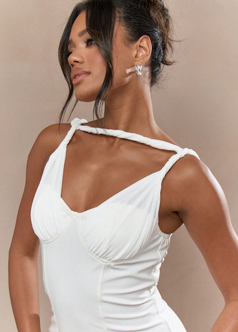 Белое кэжуал платье футляр SHEIN однотонное