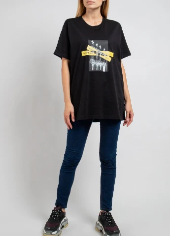 Черная футболка oversize с принтом Givenchy - (250429458)