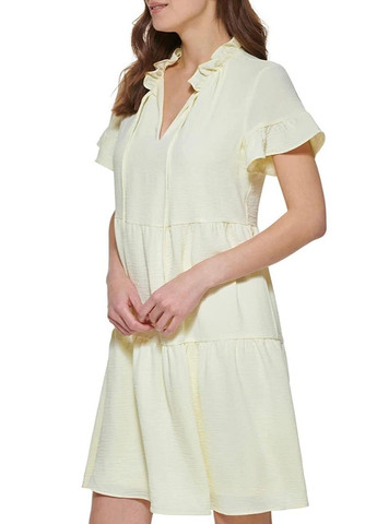 Желтое кэжуал платье с пышной юбкой DKNY однотонное